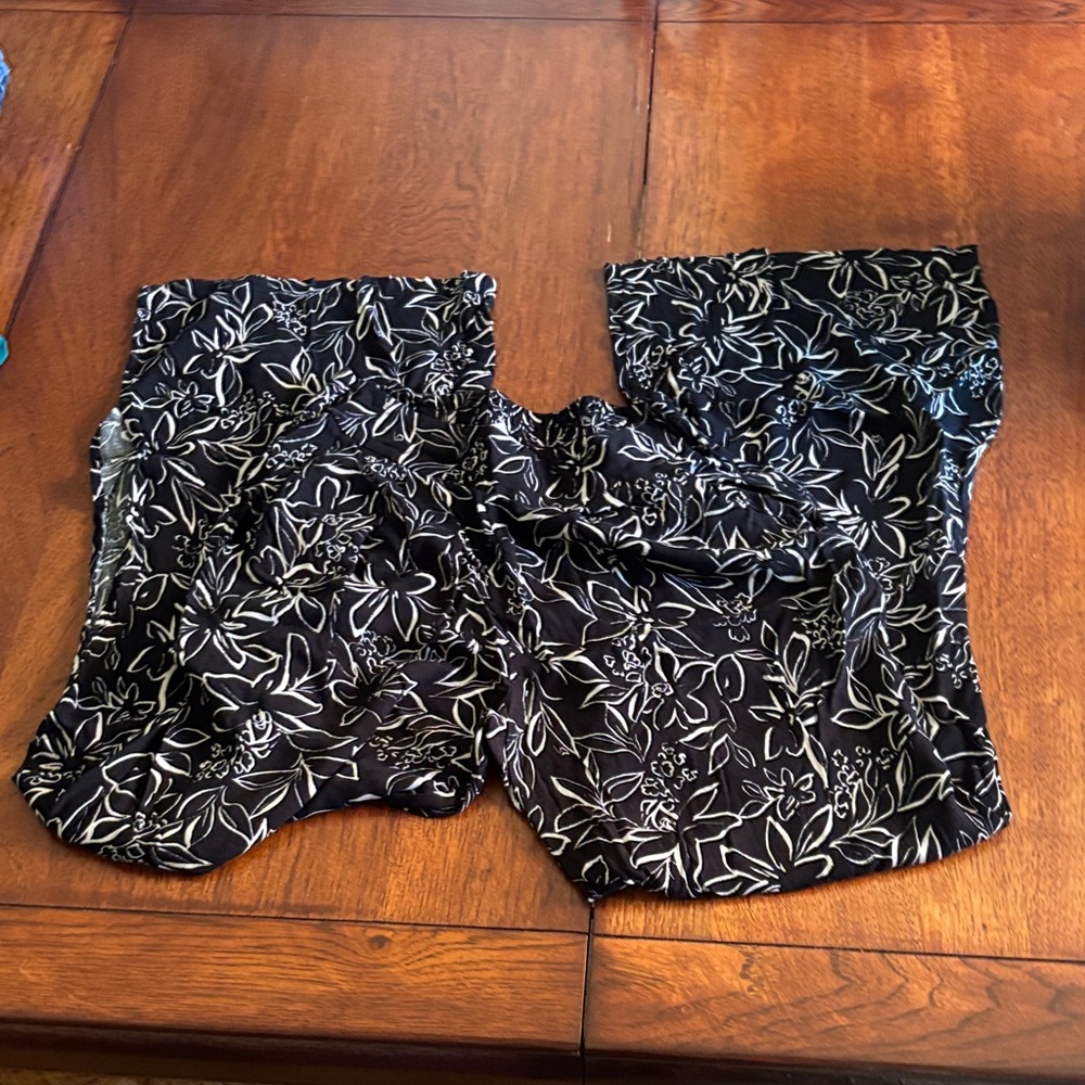 Black and White Floral Pants